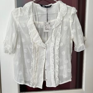 Zara small boho cotton blouse